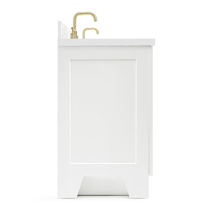73 IN.  Single Bathroom Vanity, White, Oval,  White Quartz