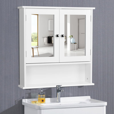 Wall Bathroom Storage with Double Mirror Doors