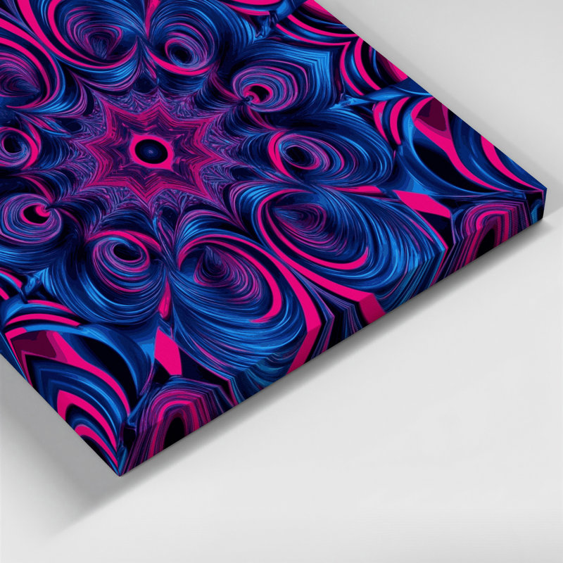 Art mural sur toile bleu op art, H 16 po x l 16 po