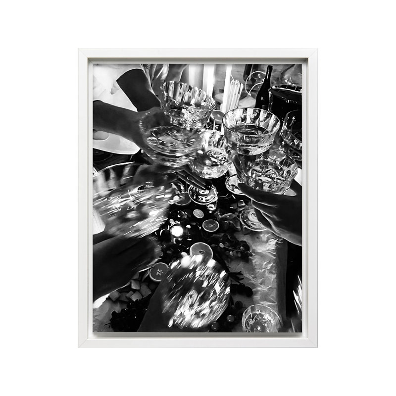 Cocktail Party No2, Canvas, 24"H x 32"W, White Framed