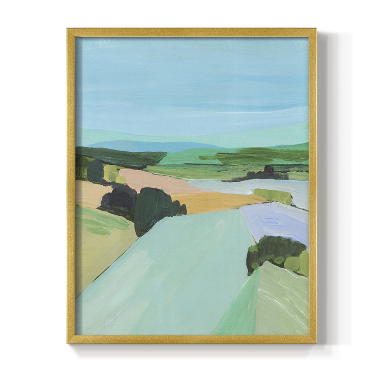 «Bright Coloured Countryside IV», reproduction encadrée - bois massif, Or, H 10 po x l 8 po