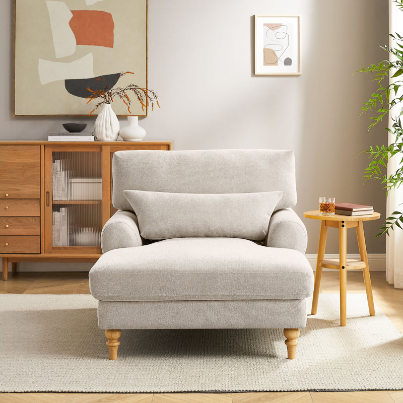 Chaise longue rembourrée avec dossier réglable Jazier, Fumée blanche