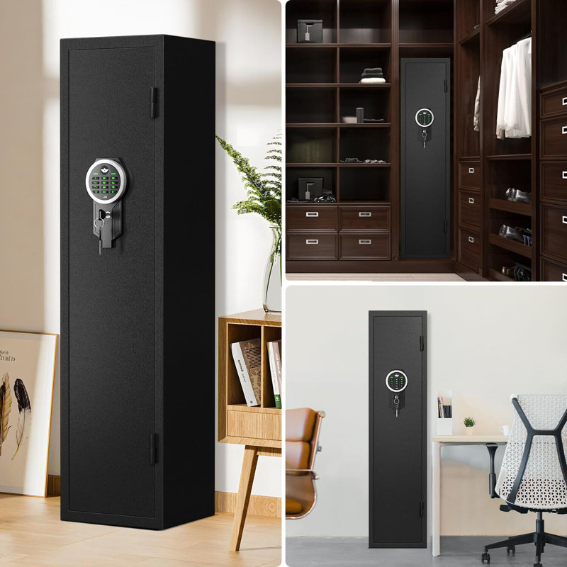 [2024 New] 2-3 Gun Safe, Digital Keypad Large Long Gun Safe For Shotguns, Quick Access Gun Cabinets With Led Light, Gun Safe With Adjustable Gun Rack And Removable Shelf