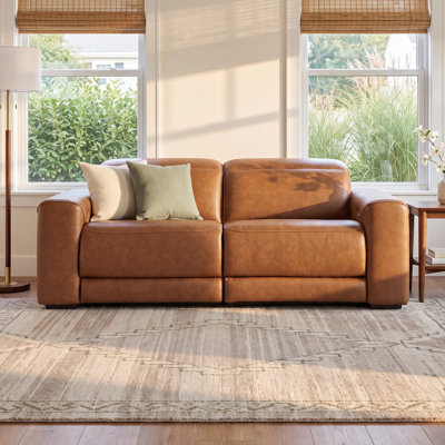 84" Genuine Leather Reclining Loveseat