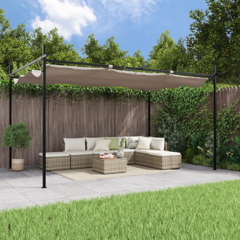 Audrius Metal BBQ Gazebo, Taupe, 292cm H x 395cm W x 230cm D