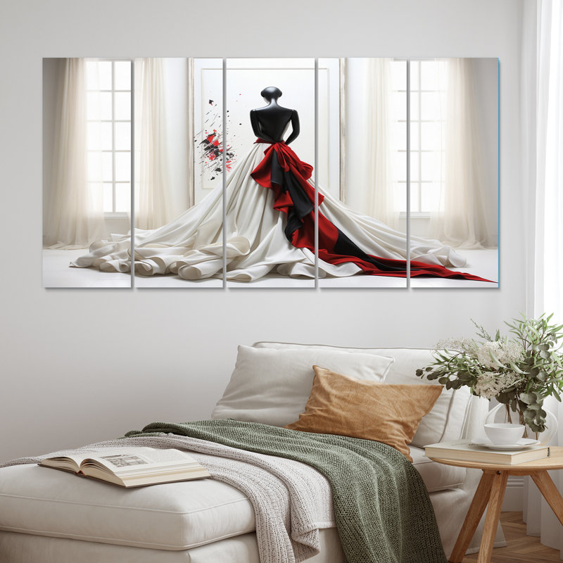 Fashion Red Dress Elegance Unveiled II Fashion Wall Decor on Metal