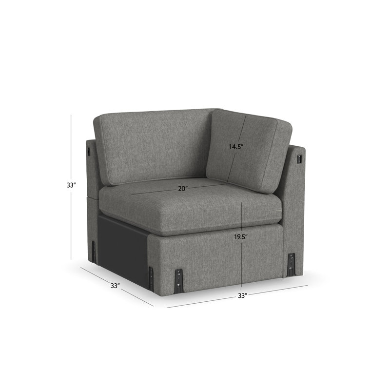 Sky Corner Seat 24" Gray With Pillow, Smoke