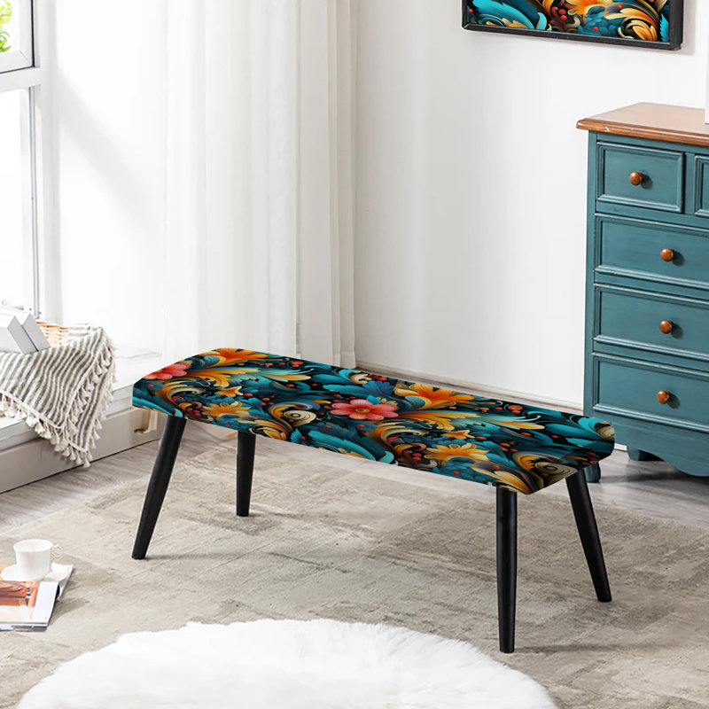 Motif cachemire rétro Fusion - Banc rembourré noir Paisley