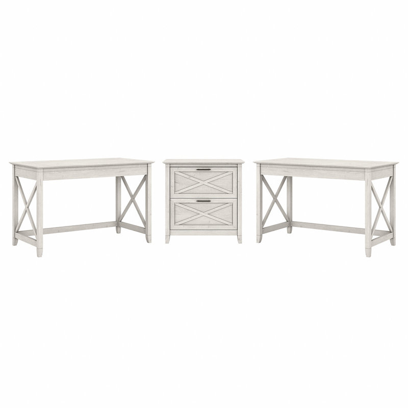Huckins 3 Piece Writing Desk Office Set, Linen White Oak