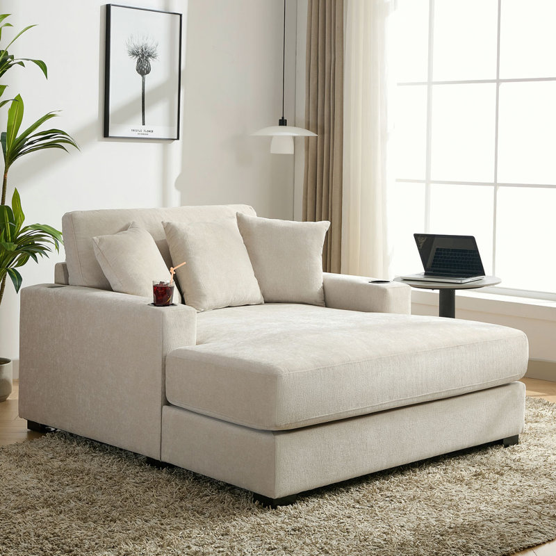 Chaise longue surdimensionnée 55 ", Blue Grey Chenille