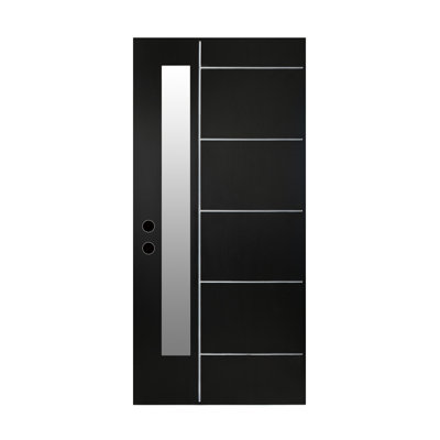Modern Exterior Doors, 36 x 80 Black Fiberglass Frosted Glass for Home