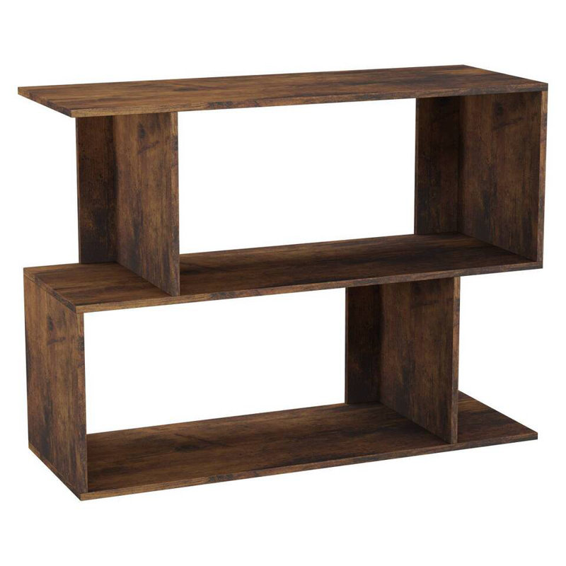 Sulmy Solid Wood Ladder Bookcase, Rustic Brown, (2 Shelves) 80cm H x 80cm W x 29cm D