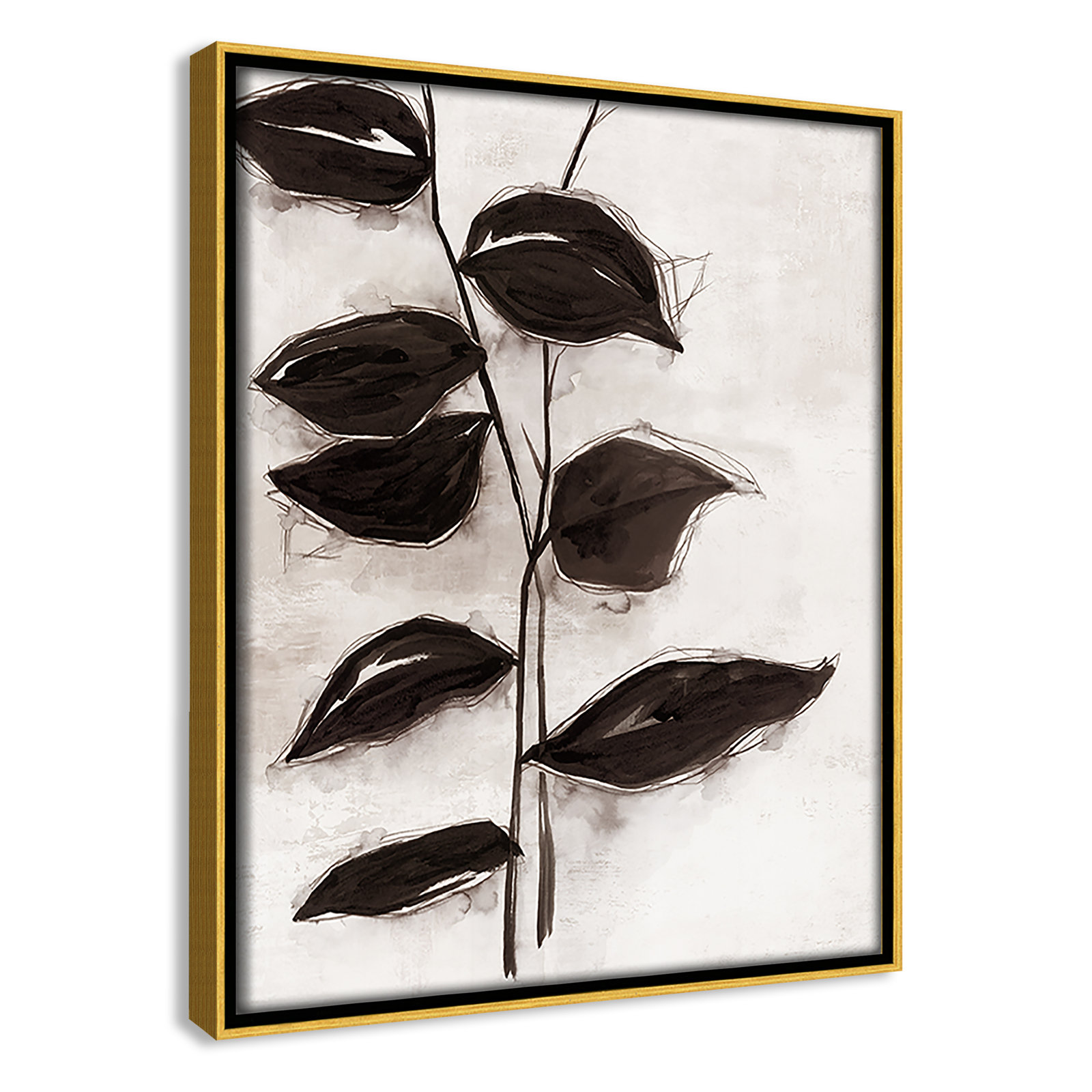 Leaves I by Eva Watts, 11.5" H x 9.5" W x 2" D, Gold Framed