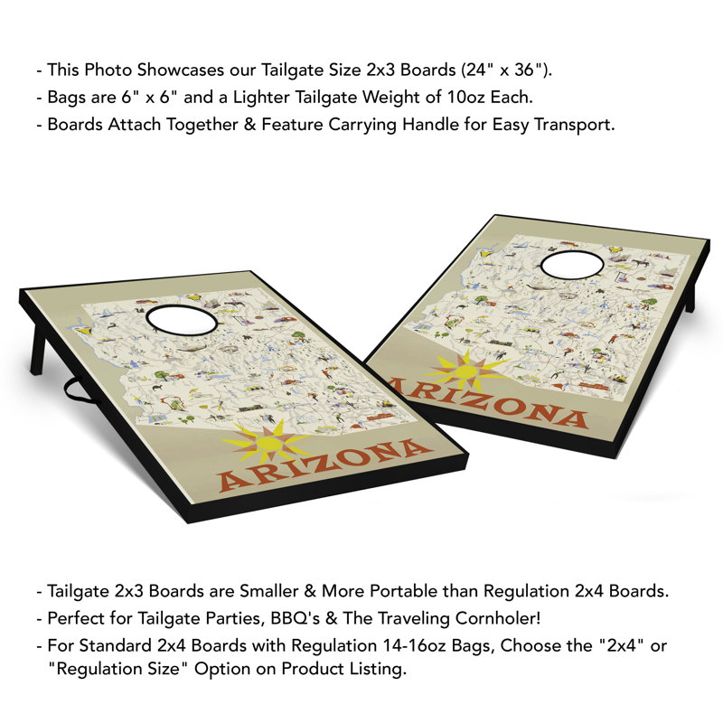 Ensemble de cornhole taille affiche 2 'x 3' Arizona