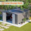 Remise de rangement extérieure en métal 12 po x 14 pi, grande remise à outils de jardin avec portes doubles verrouillables, bâtiment de jardin imperméable, patio