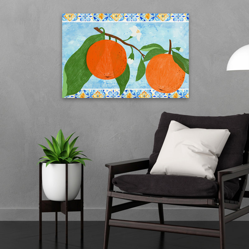 Carreaux et oranges II, H 24 po x l 16 po
