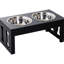 23" Elevated Dog Bowl Holder - Black. Enhances Digestion Efficiency. 2 Stainless Steel Bowls. . Appealing Design. Non-slip Base. Water Black Pet Feeding Station. Functionality. Constructed.