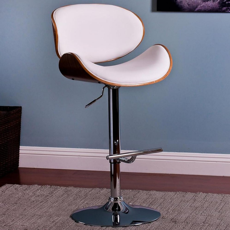 Modern Contemporary Adjustable Height Bar Stool, White