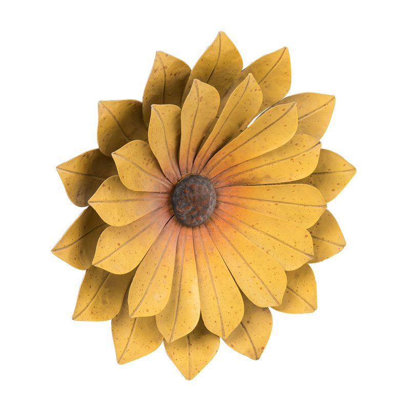  Décoration murale en métal tournesol printemps jaune 15 po