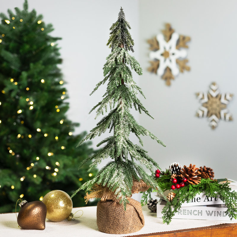 Mini Icy Pine Christmas Tree In Burlap Base - 24" - Unlit