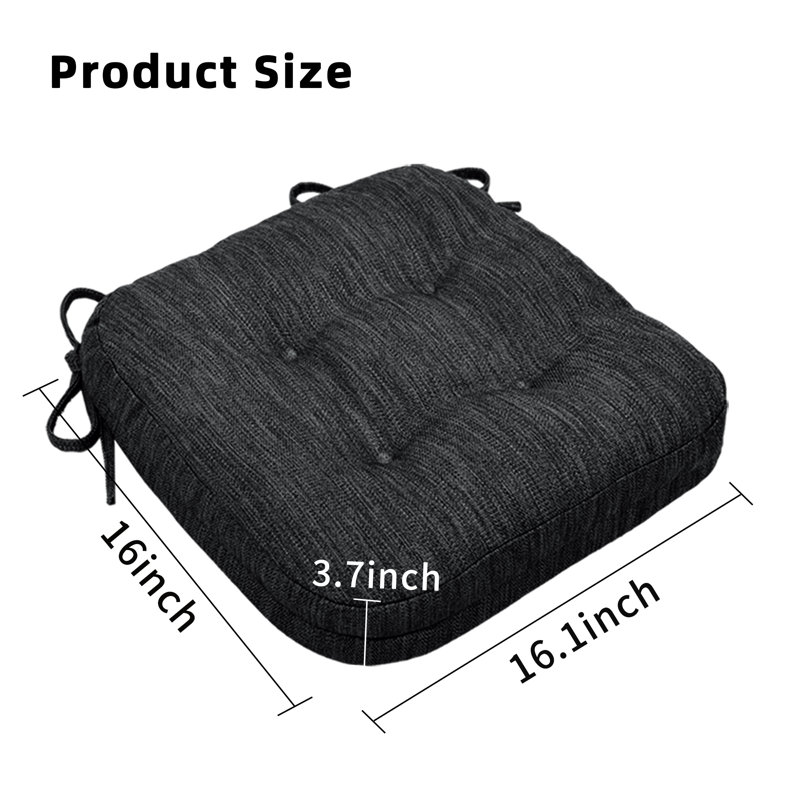 Coussin de chaise de salle à manger d'intérieur 3,7 po Ireneo, Noir