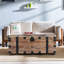 Table d'appoint et coffre gris antique S / 3 - Bois massif avec vaste espace de rangement intérieur