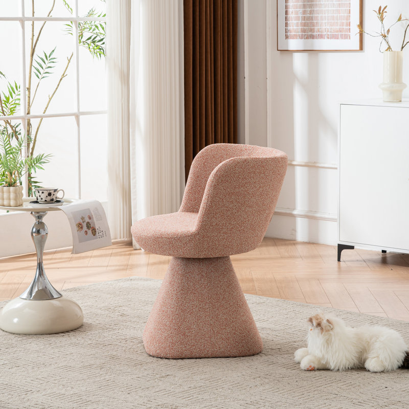 Upholstered  360° Swivel Barrel Accent Chair, Pink