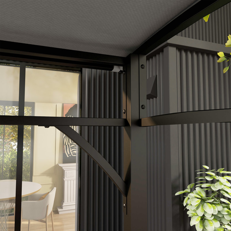 7 pi L 5 pi. D Pavillon de jardin en acier, Gris foncé