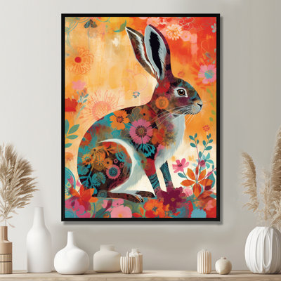 Illustration colorée de lapin rétro boho coloré