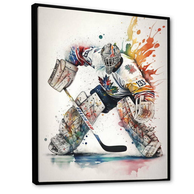 Hockey Hockey II - Impression sur toile, H 32 po x l 24 po x P 1 po, Toile avec cadre flottant noir
