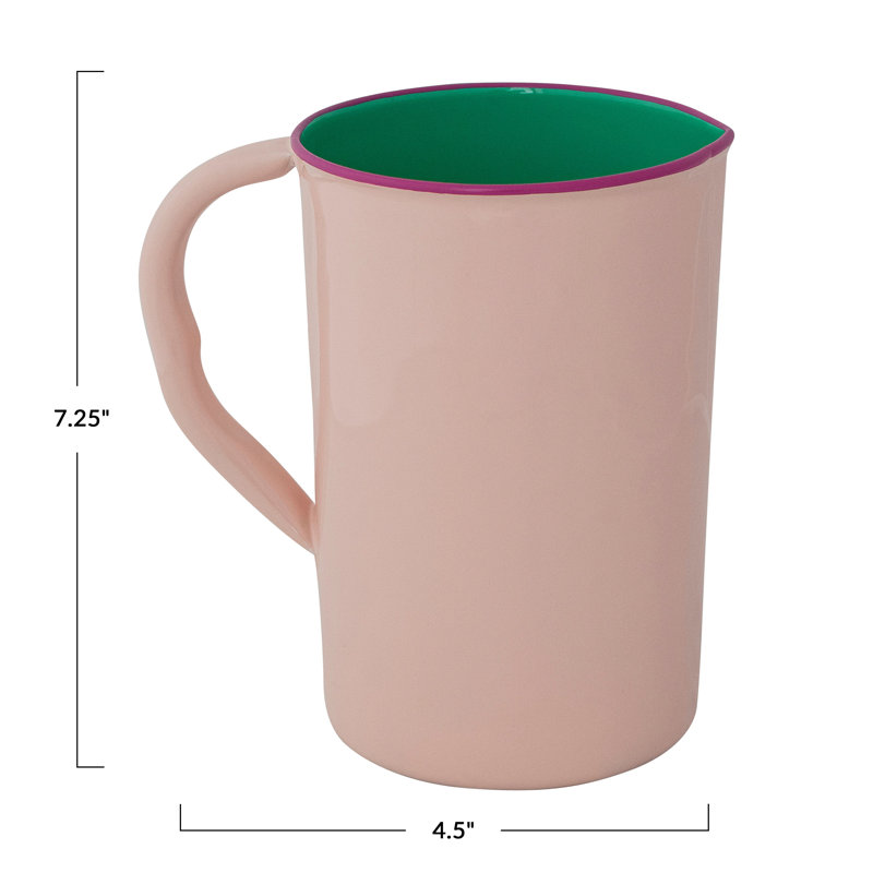 Enameled Stainless Steel Pitcher With Coloured Edge