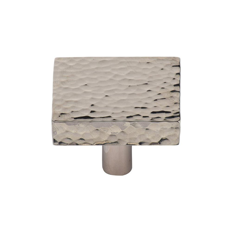 Hammered Square Cabinet Knob, 1.25, Polished Nickel