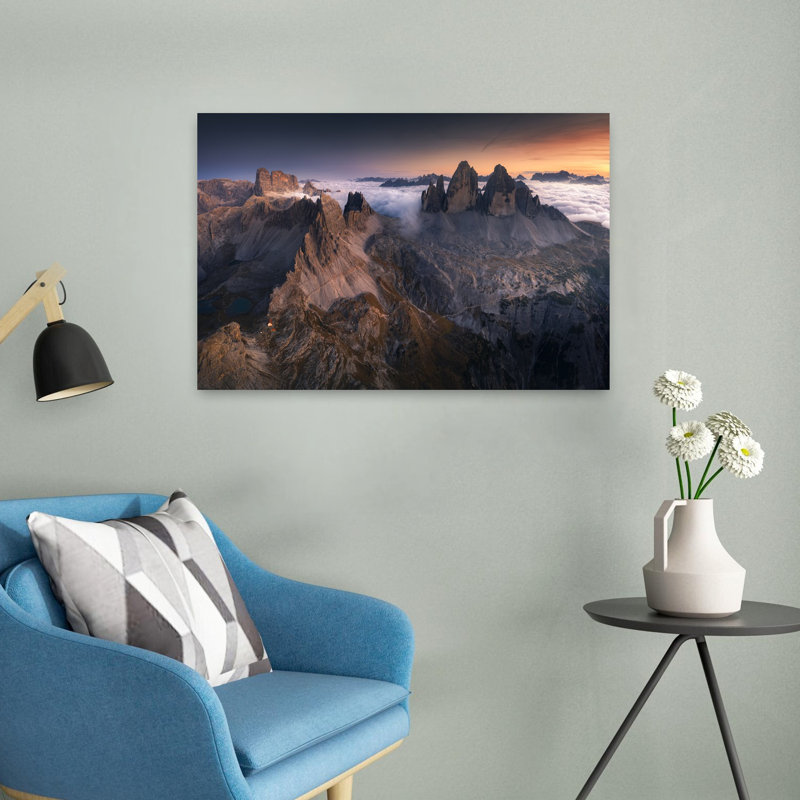 Art contemporain contemporain, paysage de montagne abstrait, H 16 po x l 24 po