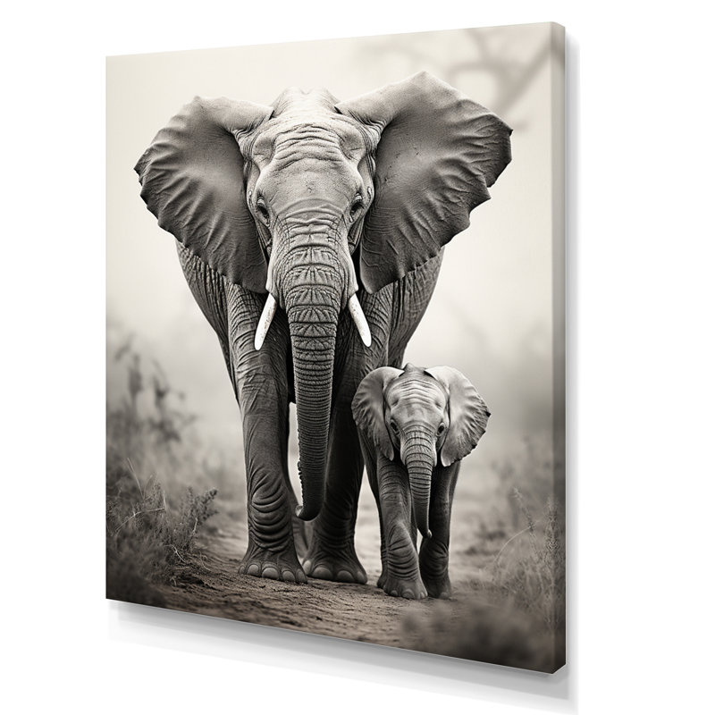 «Leiding Elephant Whispers Of Afrique II», art mural éléphant, H 20 po x l 12 po x P 1 po, Toile tendue