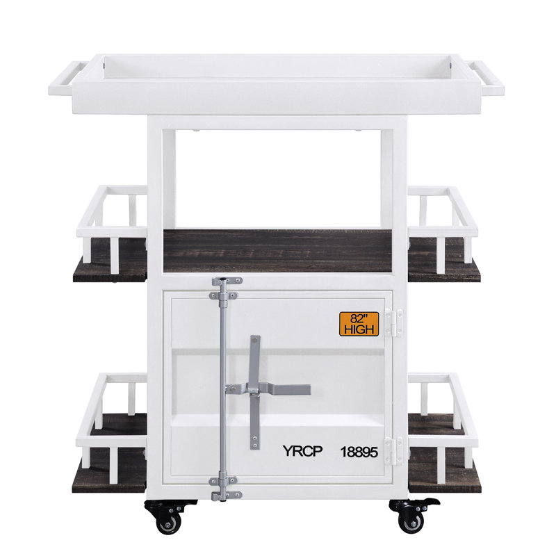 Chariot-bar rectangulaire avec compartiments Cargo, Blanc
