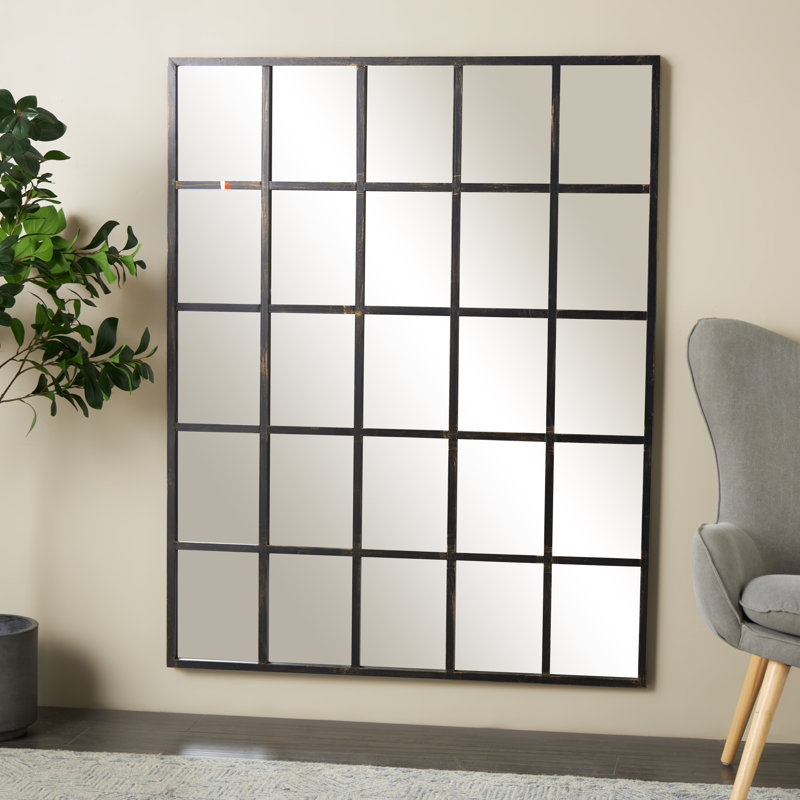 Miroir mural Haider, Rectangle, Argent, 44,25 po x 56 po