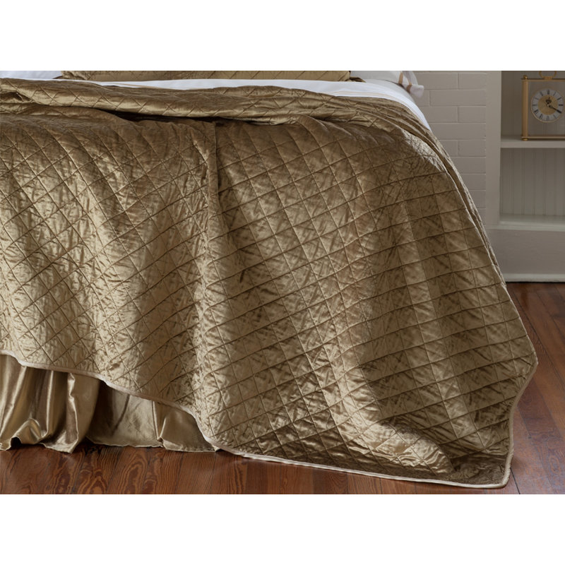 Chloe Velvet Coverlet, King , Straw