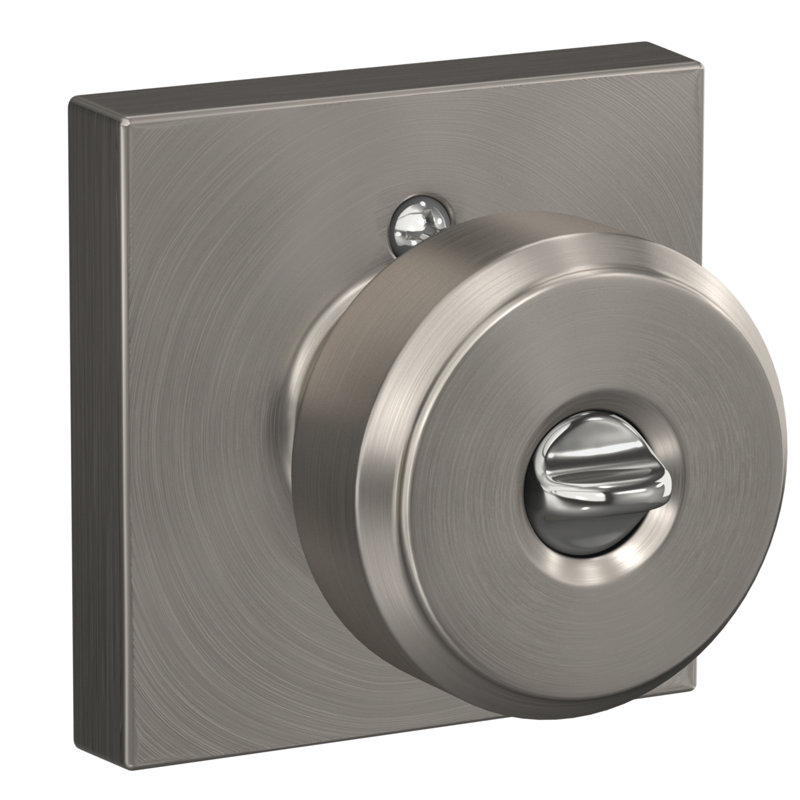 Bouton de porte avec rosette Bowery, Nickel satiné, À clé