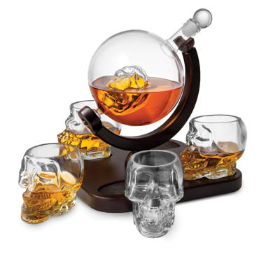 Godinger Silver Art Co Skull Ice Mold & Whiskey Glass Set