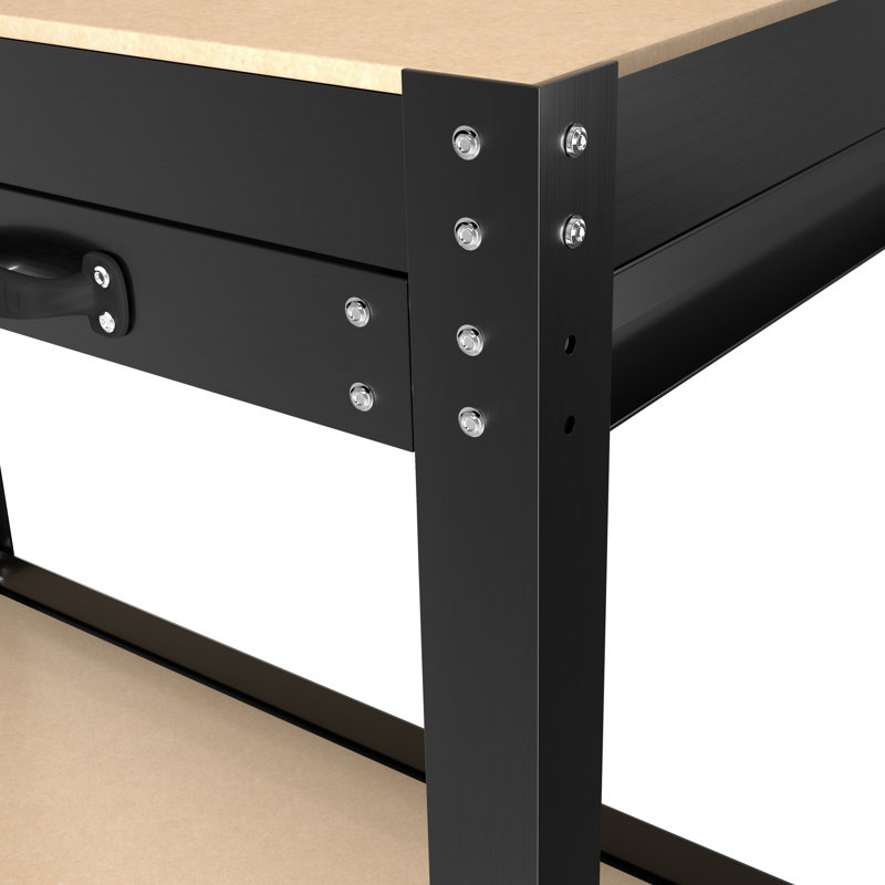 63" Workshop Table For Garage, Office, - 300Lbs Capacity With Drawers And Steel, Waterproof, Rust Proof Workbench Work Home