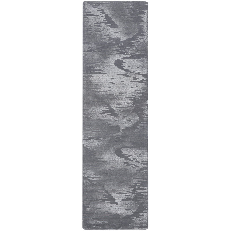 Abstract Area Rug in Blue/Ivory, Runner 2'3" x 8'