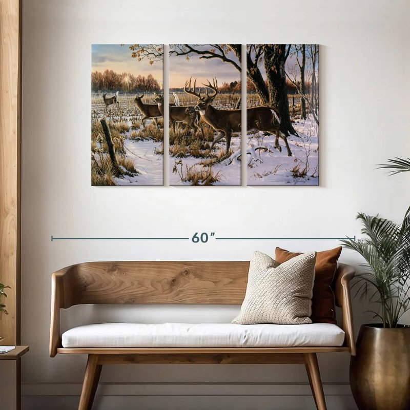 Brampt Cautious Crossing - Whitetails, 28" H x 45" W