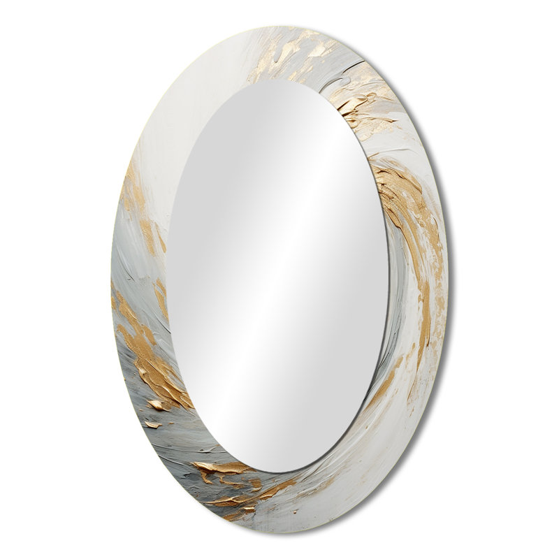Miroir mural moderne or et blanc Vortex IV, 36 po x 24 po