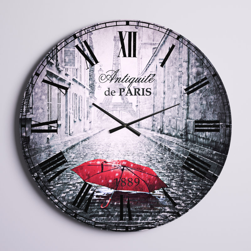 Vue Eiffel de la rue Paris - Horloge murale campagne française, Surdimensionné