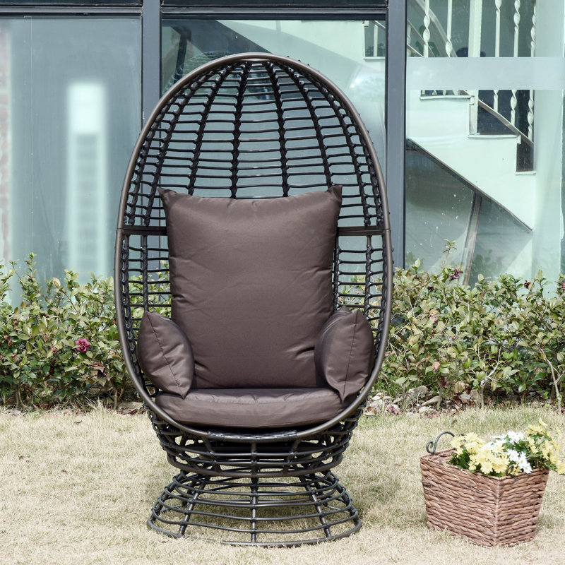 Dernier Swivel Steel Outdoor Lounge Chair, Brown