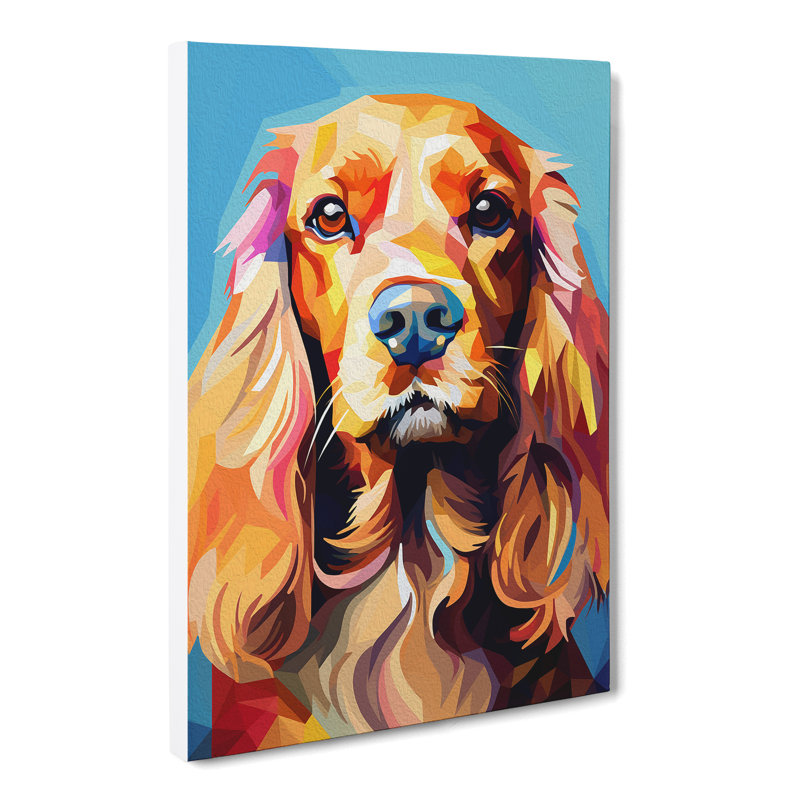 Cocker Spaniel Geometric No.3 - Wrapped Canvas, 60cm H x 40cm W x 3cm D