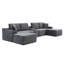 Canapé modulaire surdimensionné de 150 po, canapé Cloud avec assise profonde, canapé en L avec porte-gobelets et ports USB, canapé rembourré en velours côtelé pour le salon, gris-1012767594