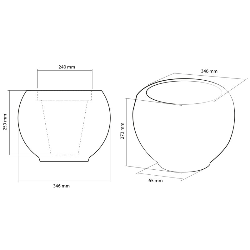 Handmade Pot Planter, Black Matt