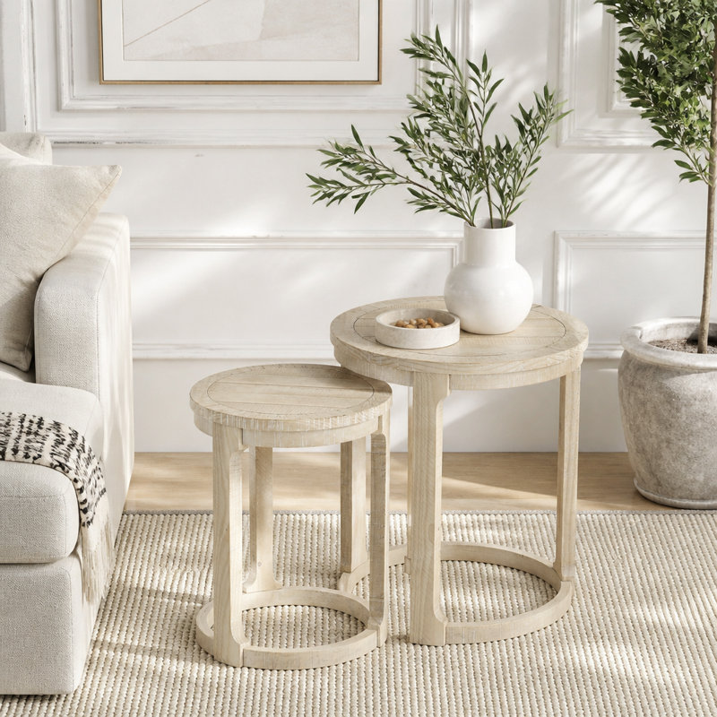 Ensemble de tables rondes 24 "2PCS, Chêne