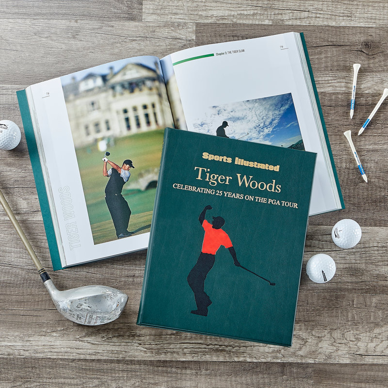Graphic Image Tiger Woods: Celebrating 25 Years on the PGA Tour, Coffee Table Book, Leather, Green